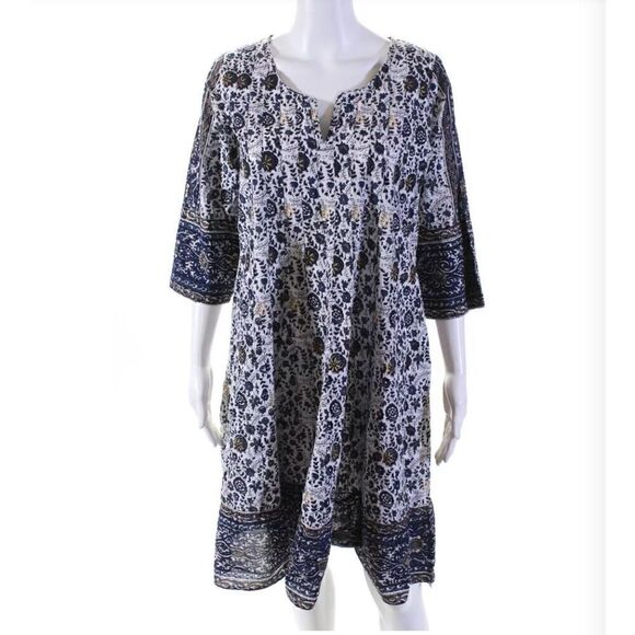 Lola Australia Floral Block Print Dress Size Medium 100% Cotton - Picture 1 of 8